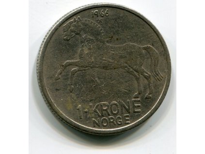 NORSKO. 1 krone 1966. KM-409