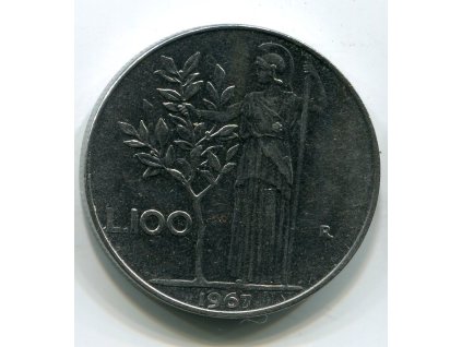 ITÁLIE. 100 lire 1967.