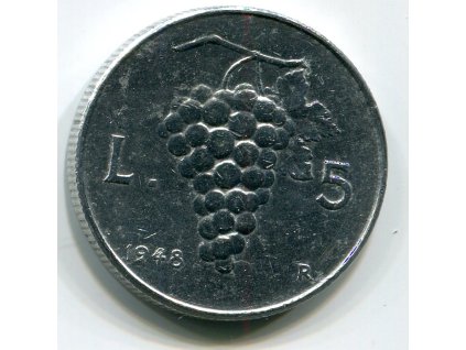 ITÁLIE. 5 lire 1948.