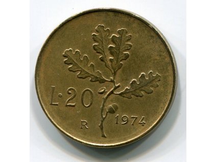 ITÁLIE. 20 lire 1974.
