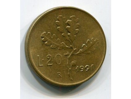 ITÁLIE. 20 lire 1991.