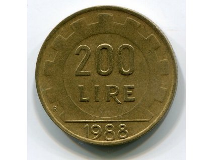 ITÁLIE. 200 lire 1988.