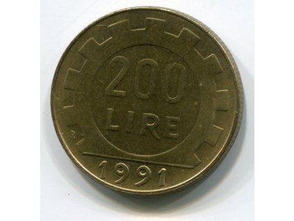 ITÁLIE. 200 lire 1991.
