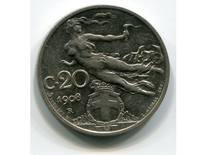 ITÁLIE. 20 centesimi 1908.