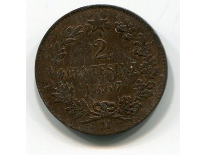 ITÁLIE. 2 centesimi 1867/M.