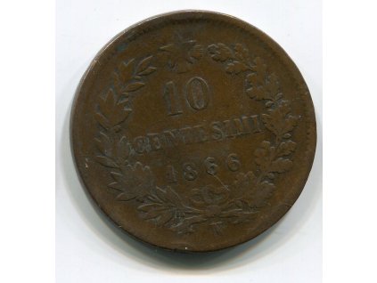 ITÁLIE. 10 centesimi 1866/N (Napoli).
