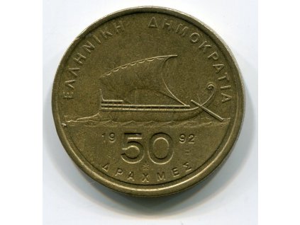 ŘECKO. 50 drachmes 1992.