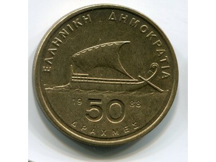 ŘECKO. 50 drachmes 1988.