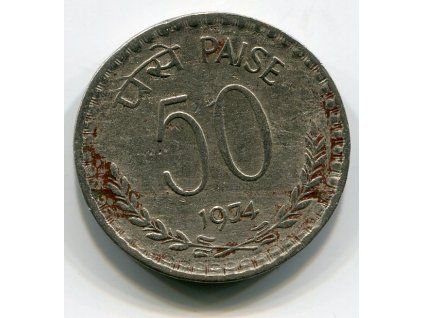 INDIE. 50 paise 1974. b.zn.