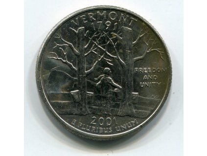 USA. 1/4 dollar 2001/P. Vermont.