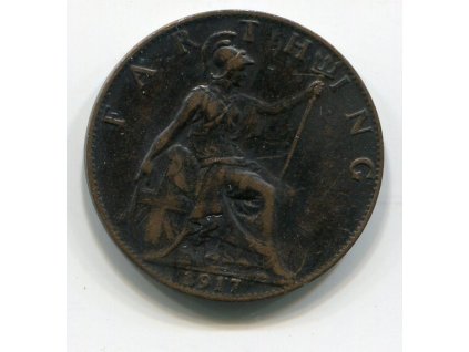 VELKÁ BRITÁNIE. 1 farthing 1917.