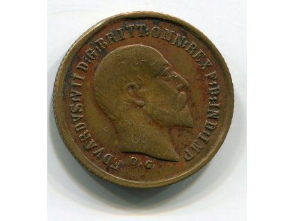 VELKÁ BRITÁNIE. Herní žeton. Král Edward VII. Napodobenina zlatého sovereignu 1907.
