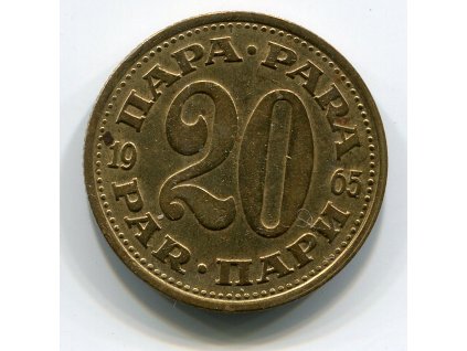 JUGOSLÁVIE. 20 para 1965.
