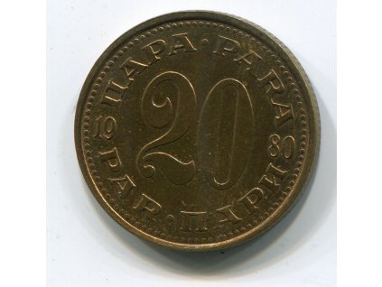 JUGOSLÁVIE. 20 para 1980.
