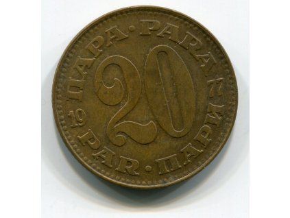 JUGOSLÁVIE. 20 para 1977.
