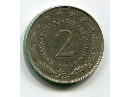 JUGOSLÁVIE. 2 dinara 1977.