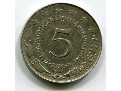 JUGOSLÁVIE. 5 dinara 1976.