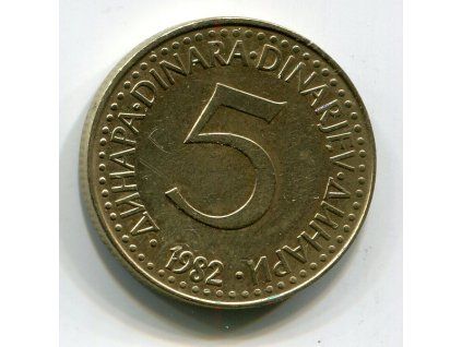 JUGOSLÁVIE. 5 dinara 1982.
