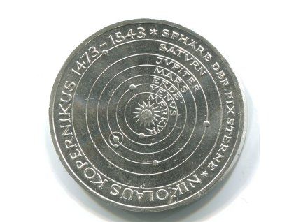 NĚMECKO. 5 Mark 1973/J. Nicolaus Kopernicus. Ag.