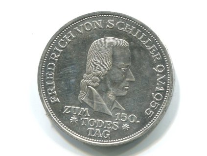NĚMECKO. 5 Mark 1955/F. Friedrich von Schiller. Ag.