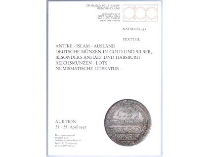 Aukční katalog firmy Busso PEUS, Frankfurt a. M., č. 351 / 23-25. 4.1997.