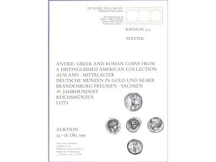 Aukční katalog firmy Busso PEUS, Frankfurt a. M., č. 332 / 23.28.10.1991. Text + Tafelteil, 2 sv.
