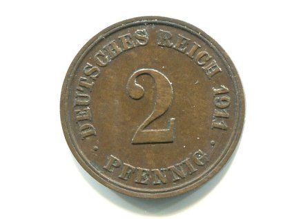 NĚMECKO. 2 Pfennig 1911/J.