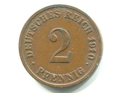 NĚMECKO. 2 Pfennig 1910/D.