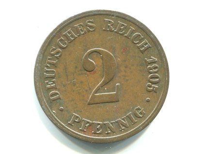 NĚMECKO. 2 Pfennig 1905/D. KM-16