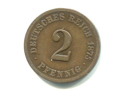 NĚMECKO. 2 Pfennig 1875/F.