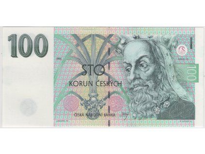 ČESKO. 100 korun 1995. B 24. Hej. CZ 16. Chybotisk - bez průsvitky, resp. obrácená průsvitka.