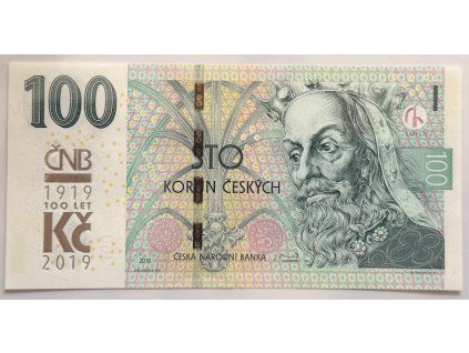 ČESKO. 100 korun 2018 s přetiskem ČNB. Série M 19. Hej. CZ 33.