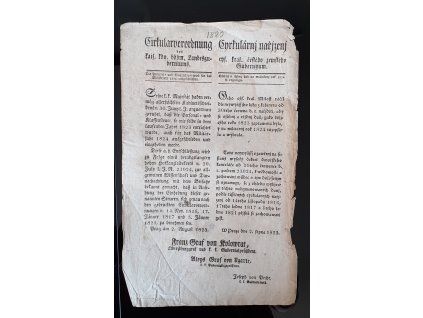 1823.08.02.  Cirkulární nařízení, kterým se nařizuje osobní a třídní daň na vojenský rok 1824.