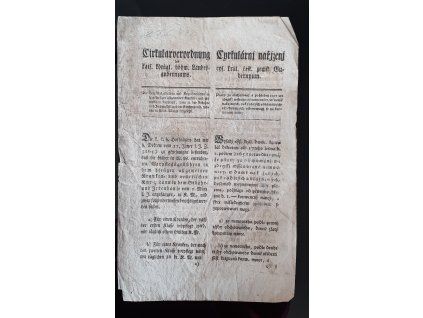 1822.02.08.  Cirkulární nařízení českého zemského gubernia, kterým se ustanovují platy za odchování a pohřební taxy ve zdejší všeobecné nemocnici.