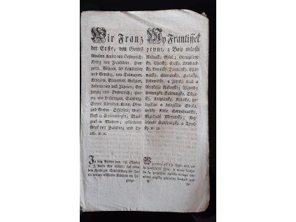 1817.01.22.  Patent císaře Františka I. ohledně záhladního důchodu zemských dluhů.