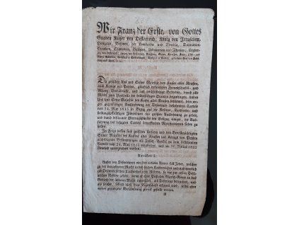 1822.09.29.  Patent císaře Františka I.