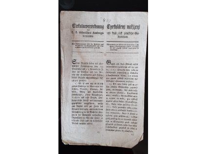 1819.02.02.  Cirkulární nařízení o ustanovení důležitosti vyvážení a obchodování kunstovním dílem a vzácnými věcmi.