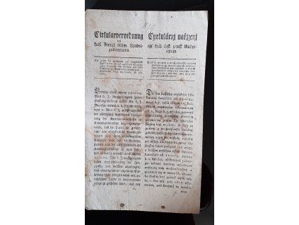 1819.07.25.  Cirkulární nařízení českého gubernia, že taxy za právní a vrchnostenské ouřední jednání mají se v minci bité od 1. září 1819 zapravovati.
