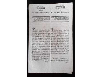 1811.11.14.  Cirkulář českého zemského gubernia objasňující některé finanční výsady.