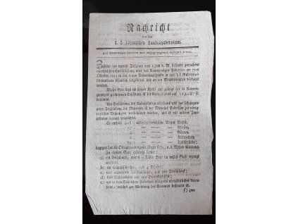 1811.09.15.  Oznámení čes. zem. Gubernium o prodeji komorního panství Podersam (Podbořany).