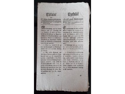 1811.06.30.  Cirkulář českého zemského gubernia, kterým se vejkupy listovní (ajnlezungsšajny) po 100 zlatých v běh se uvádějí.