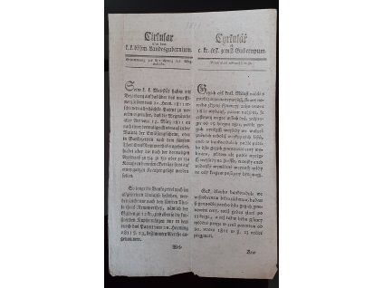 1811.03.01.  Cirkulář od c.k. českého zemského gubernium o určení platů cestovních mejt.