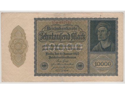 NĚMECKO. 10.000 Mark. Ro. 69c. 19.1.1922. Série 15H.