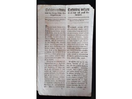1819.09.02.  Cirkulární nařízení českého zemského gubernia, týkající se cvičení a zkoušení na stavěcí umění se oddávajících osob.
