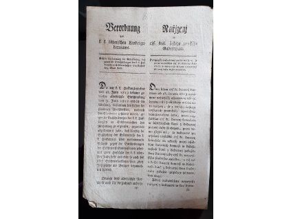 1819.01.04.  Nařízení české zemského gubernia, kterým patrnější vysvětlení onoho nařízení, že proti rozsudkům c.k. dvorní kanceláře v důležitostech daně z dědictví právní cesta místa nenalézá.