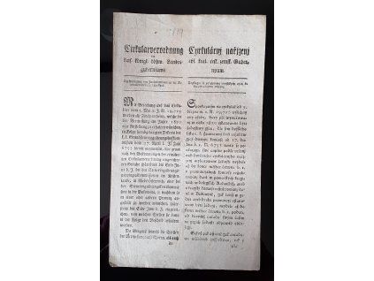 1819.05.12.  Cirkulární nařízení čes. zem. Gubernium, tejkajíc sepřijímání městských osob ku katastrálnímu měření.
