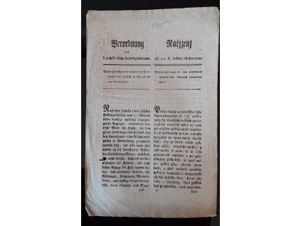 1806.02.12.  Nařízení čes. Gubernium strany navrácení v času přítomnosti nepřítele sobě osobených erariálních věcí.