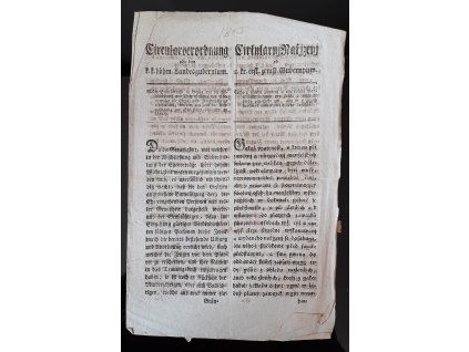 1813.07.23.  Cirkulární nařízení českého zemského gubernium o tom, čeho z ohledu zavření a ubezpečení manželských smoluv pro zletilé i nezletilé osoby zapotřebí jest, aby se o jejich svolení k manželství jistota dosáhla.