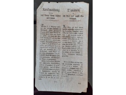 1822.11.19.  Oznámení českého zemského gubernium, kterým se oznamuje, že za řekou Sávou ležící částka civilní Charvátské země i s bývalou uherskou příbřežní zemí, ke království Uherskému připojily.