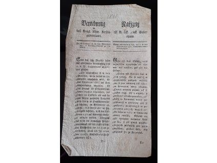 1820.10.13.  Nařízení českého zemského gubernium, kterým třídní neb klasovní daň má se v militárním roce 1820 konvenční mincí zapravovati.